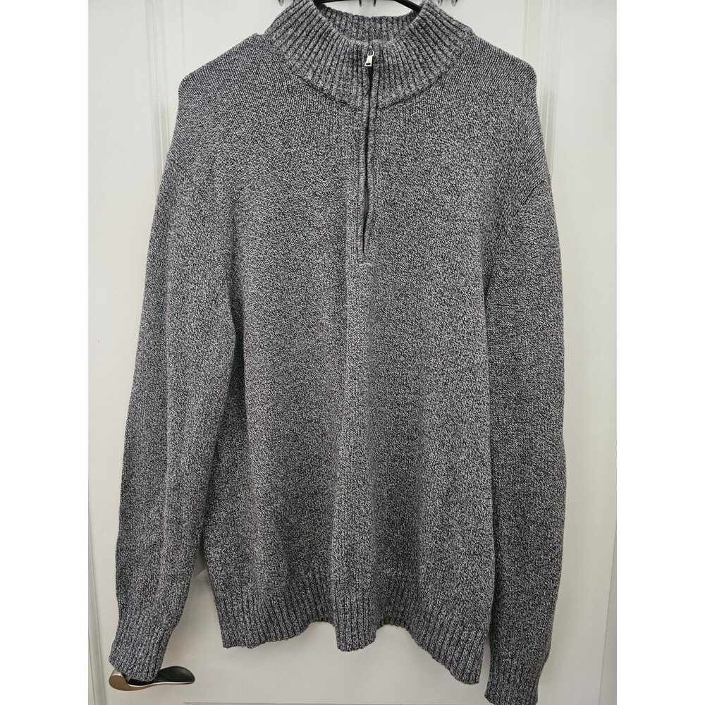 Calvin Klein Mens XL Quarter Zip Sweater Gray Classic 100% Cotton